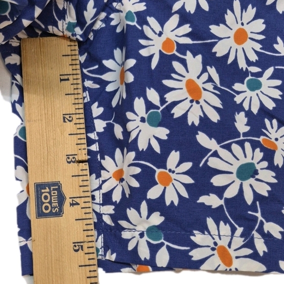 J. Crew Mens Blue Floral Swim Trunks with Orange Accents - Picture 6 of 7